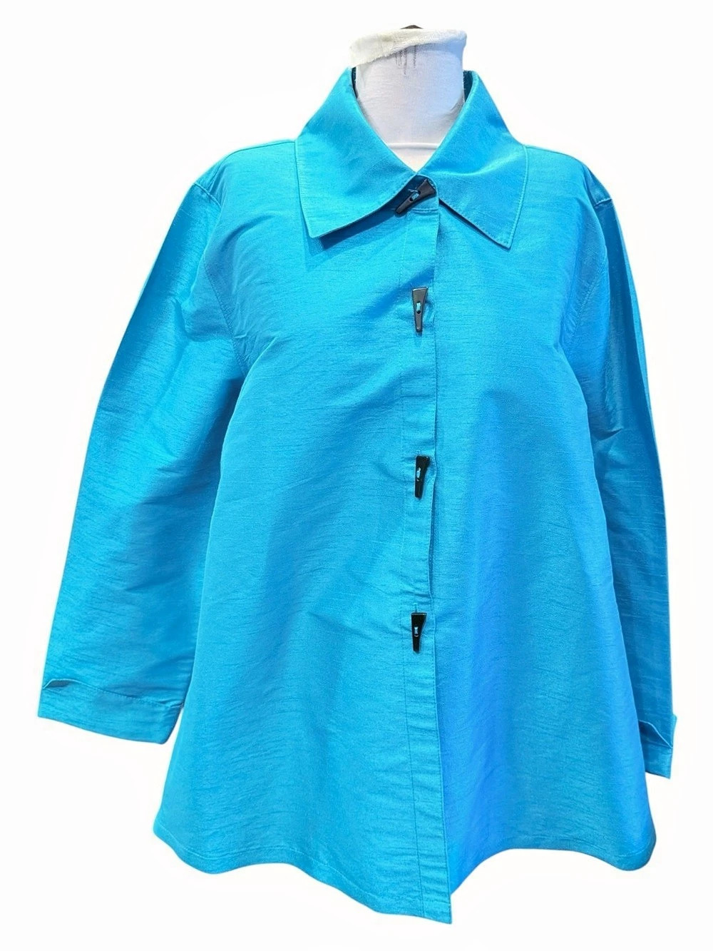 Gump's San Francisco Top Jacket Women X-Large Silk Blend Oversized Green USA